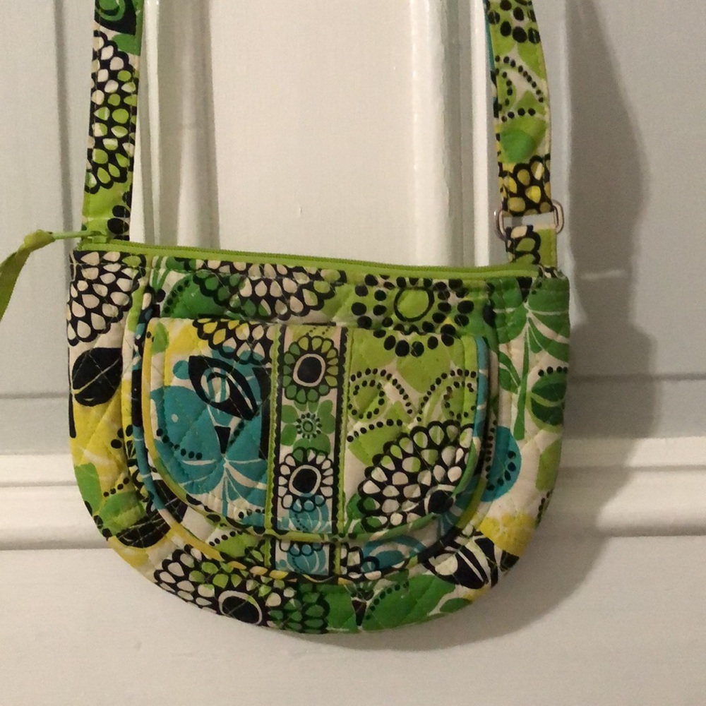 Vera Bradley designer Crossbody shoulder bag purse Limes Up pattern green blue